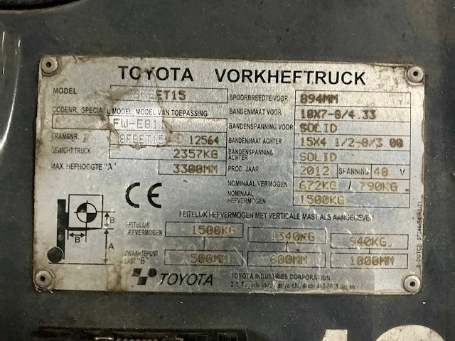 2012 toyota traigo 4815 vorkheftruck - afbeelding 7 van  16