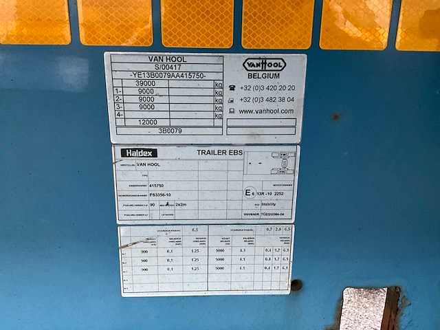 2012 vanhool 3b0079 container chassis met container - afbeelding 22 van  29