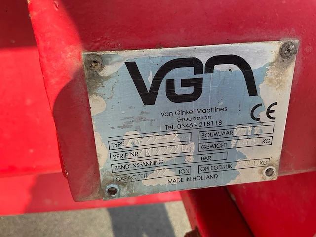 2012 vgm zk22-2 dumper aanhanger - afbeelding 8 van  16