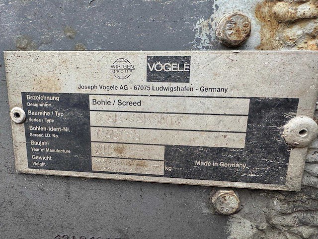 2012 vogele super 800 asfalteermachine - afbeelding 6 van  14