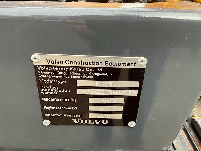 2012 volvo ec55b midigraafmachine - afbeelding 25 van  32