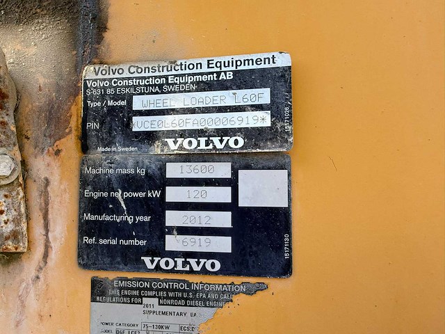 2012 volvo l60f shovel wiellader - afbeelding 26 van  26