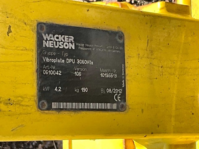 2012 wacker-neuson vibroplate dpu 3060hts trilplaat - afbeelding 6 van  6