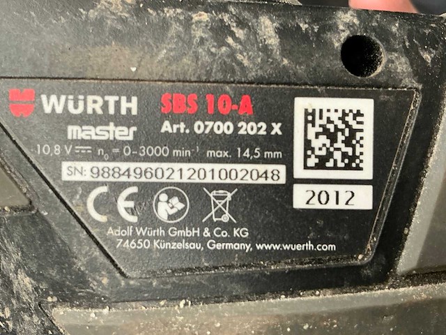 2012 wurth sbs 10-a reciprozaag - afbeelding 8 van  8