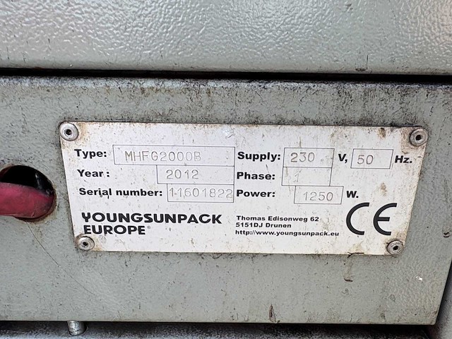 2012 youngsunpack mhfg2000b traysealer - afbeelding 10 van  10