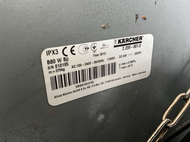 2013 - karcher - b80 w bp - schrob-/zuigmachine - afbeelding 8 van  9