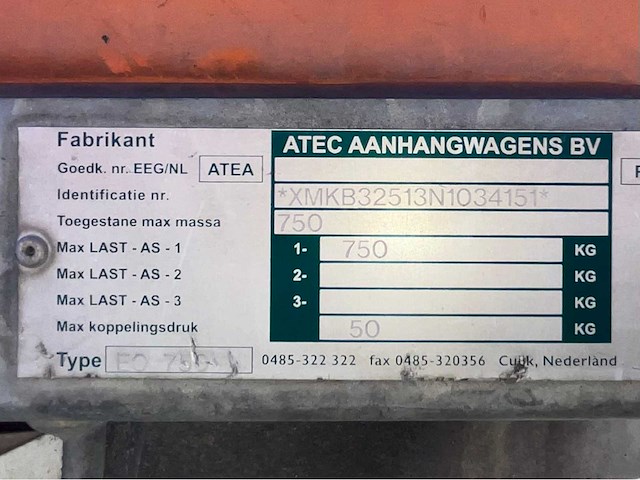 2013 atec eo1300 b aanhangwagen - afbeelding 7 van  15