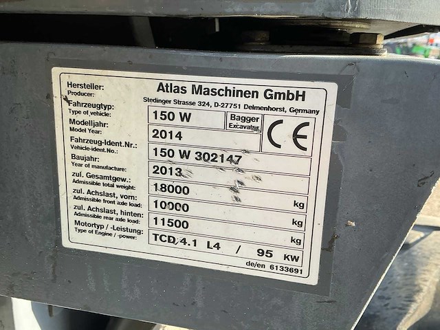2013 atlas 150w banden graafmachine - afbeelding 2 van  45