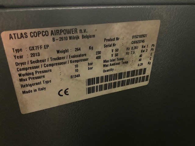 2013 atlas copco gx7 ffep luchtcompressor - afbeelding 10 van  10