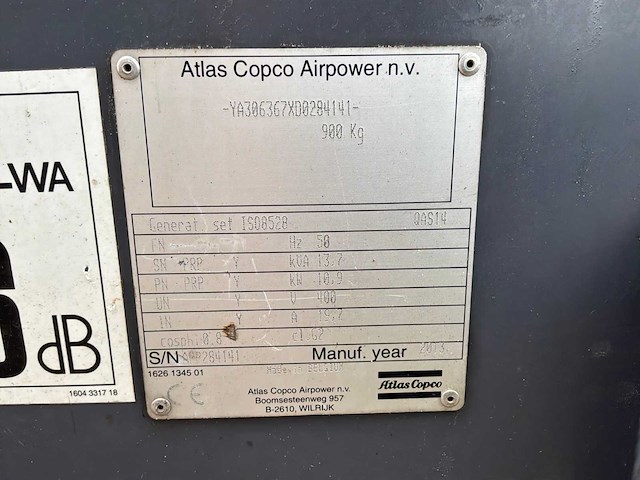 2013 atlas copco qas 14 dieselstroomaggregaat - afbeelding 3 van  11