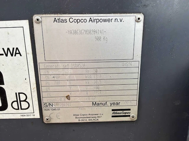 2013 atlas copco qas 14 dieselstroomaggregaat - afbeelding 3 van  11