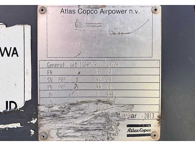 2013 atlas copco qas 20 stroom aggregaat - afbeelding 18 van  25
