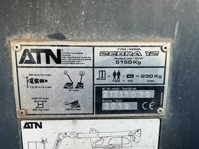 2013 atn zebra 12 hoogwerker - afbeelding 28 van  34