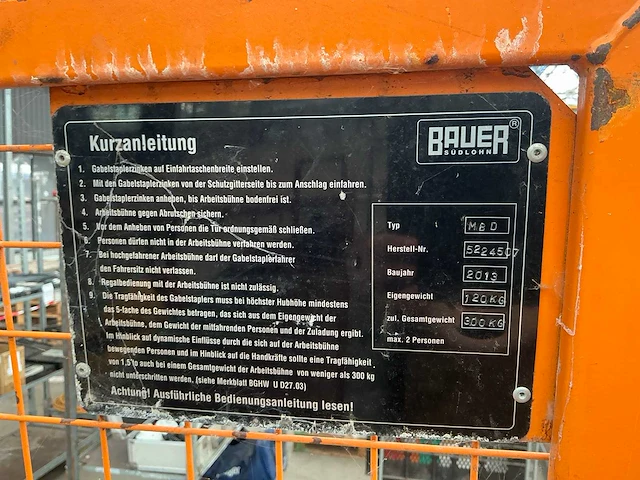 2013 bauer mbd heftruck werkbak - afbeelding 6 van  6