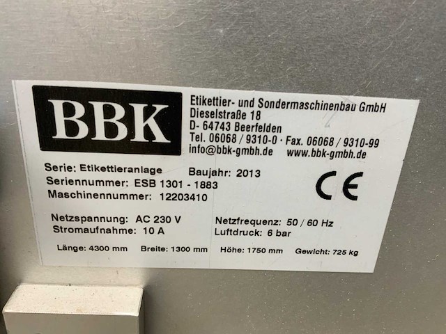 2013 bbk esb 1301-1883 print- en etiketteermachine - afbeelding 6 van  7