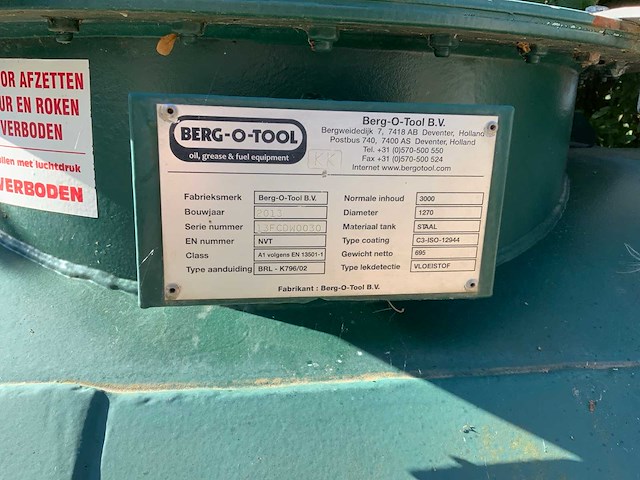 2013 berg-o-tool brl - k796/02 3000liter dieseltank - afbeelding 3 van  10