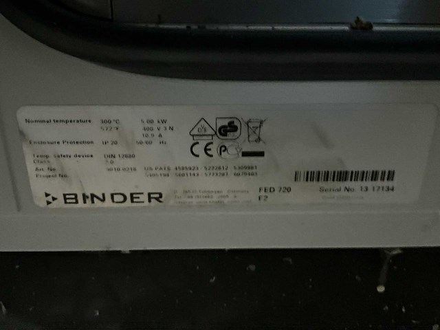 2013 binder fed720 droog & verwarmingsoven - afbeelding 7 van  7