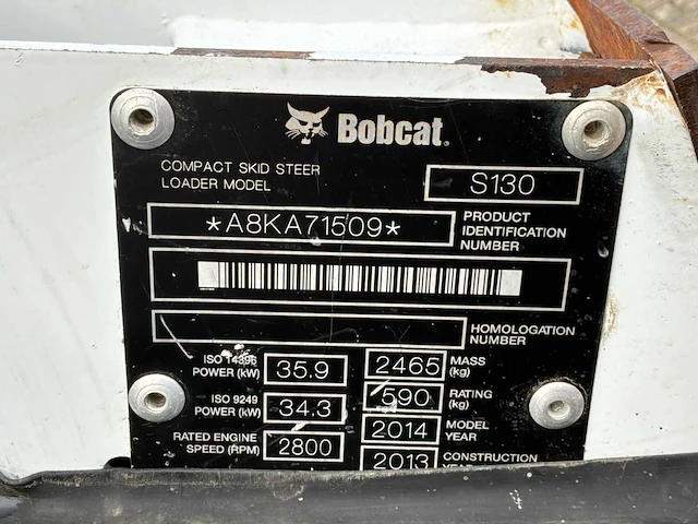 2013 bobcat s130 schranklader - afbeelding 17 van  24
