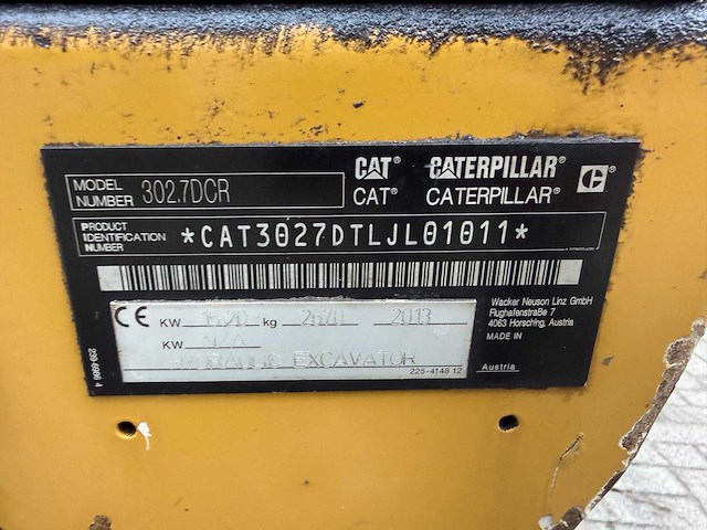2013 caterpillar 302.7dcr mini rupsgraafmachine - afbeelding 10 van  18