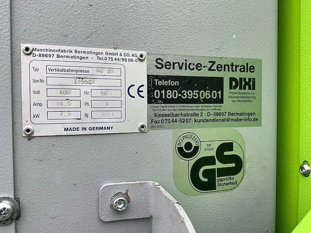 2013 dixi 60sh afvalpers / kartonpers verticale balenpers - afbeelding 17 van  18