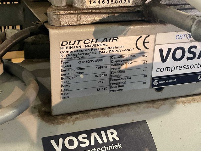 2013 dutch air k17/150/350/pf/m luchtcompressor - afbeelding 1 van  4