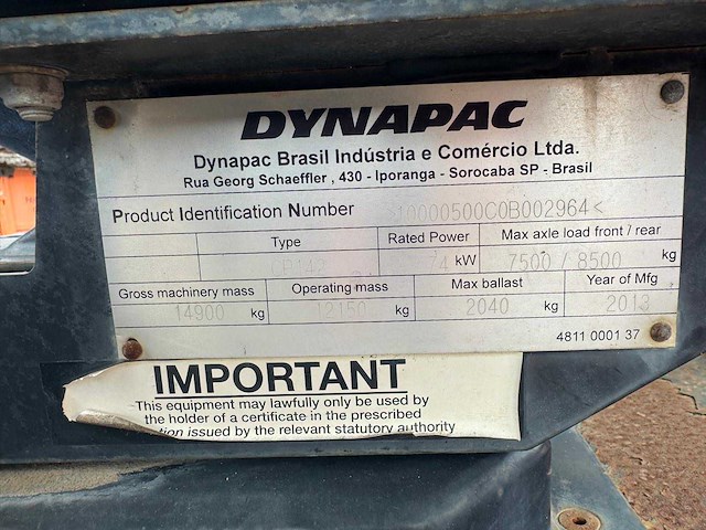 2013 dynapac cs142 asfalt walssmachine voor de wegenbouw - afbeelding 9 van  9