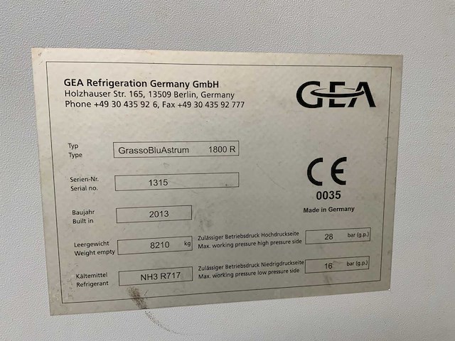 2013 gea grasso 1800r nh3 glycol chiller - afbeelding 8 van  17