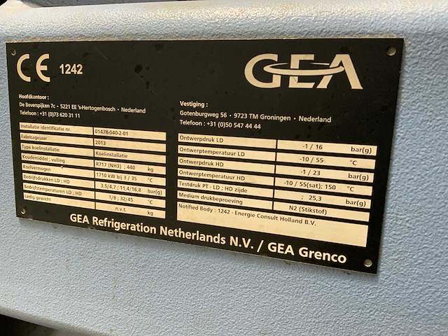 2013 gea grasso 1800r nh3 glycol chiller - afbeelding 9 van  17