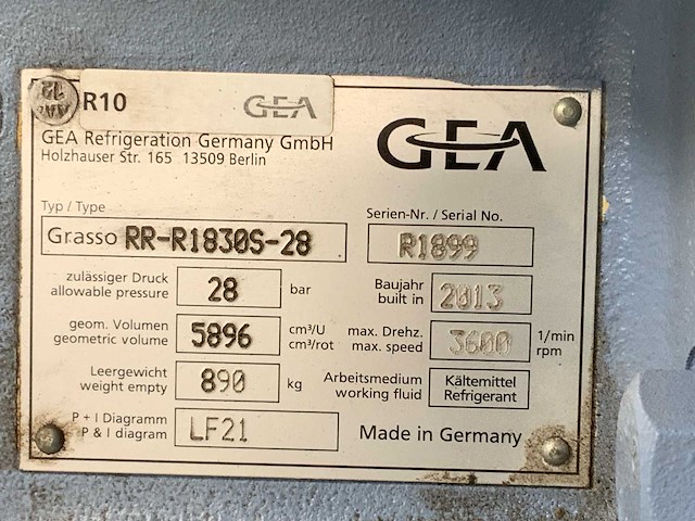 2013 gea grasso 1800r nh3 glycol chiller - afbeelding 16 van  17