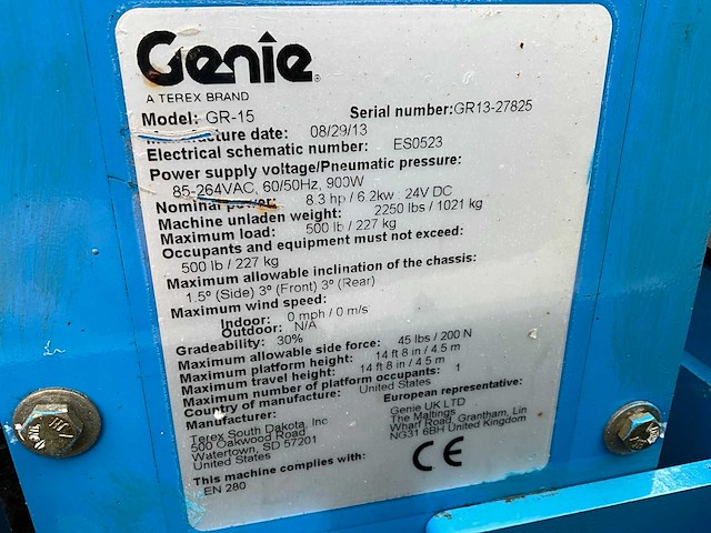 2013 genie gr-15 hoogwerker - afbeelding 7 van  15