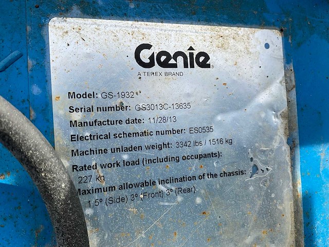 2013 genie gs-1932 hoogwerker - afbeelding 3 van  11