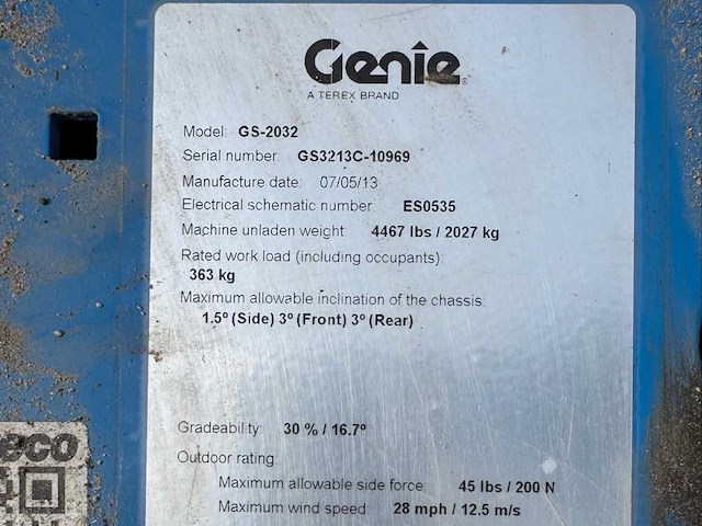 2013 genie gs-2032 hoogwerker - afbeelding 2 van  10