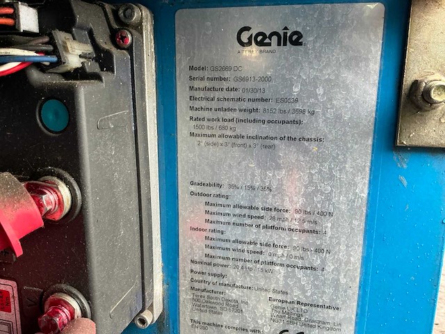 2013 genie gs2669dc hoogwerker - afbeelding 18 van  21