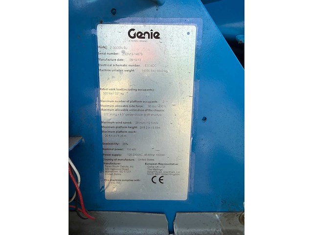 2013 genie z30/20n rj hoogwerker - afbeelding 10 van  27