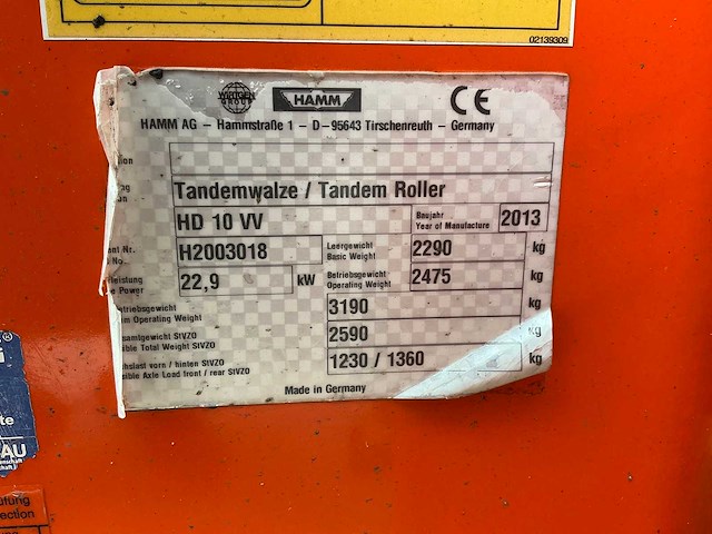 2013 hamm hd 10 vv tandem wals duowals - afbeelding 26 van  32