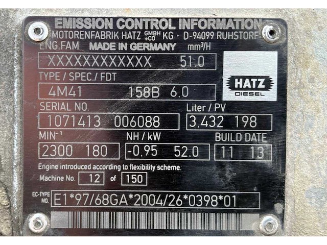 2013 hatz 4m41 158b 6.0 dieselmotor - afbeelding 9 van  17