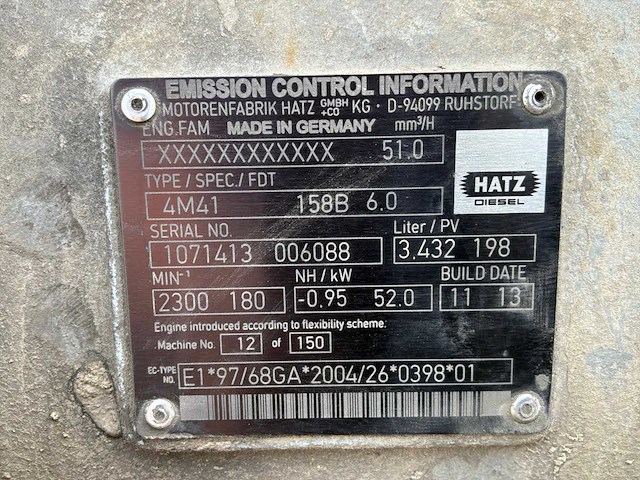 2013 hatz 4m41 158b 6.0 dieselmotor - afbeelding 9 van  17
