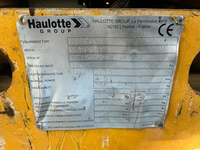 2013 haulotte compact 8 hoogwerker - afbeelding 16 van  23