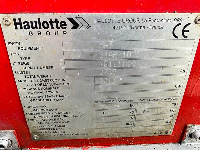 2013 haulotte star 10 hoogwerker - afbeelding 3 van  11