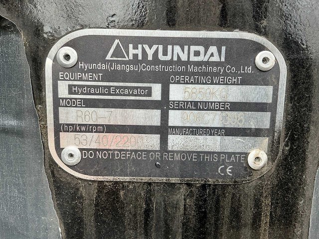 2013 hyundai r60-7 robex midigraafmachine - afbeelding 30 van  34