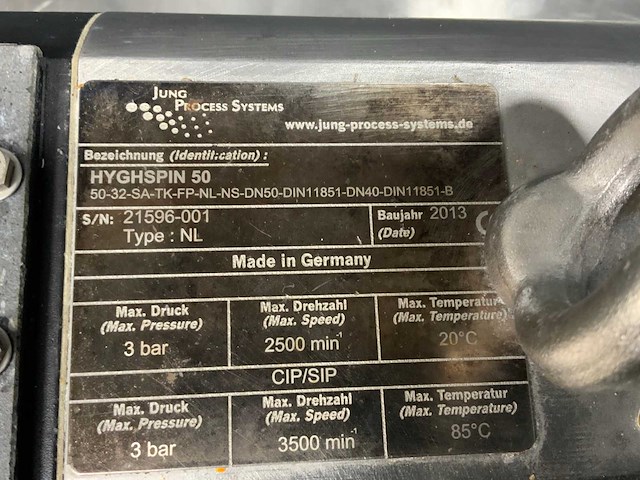 2013 jung process systems hyghspin 50 pomp - afbeelding 2 van  3