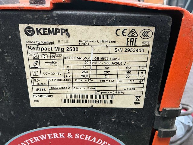 2013 kemppi kempact mig 2530 mig lasapparaat - afbeelding 7 van  7