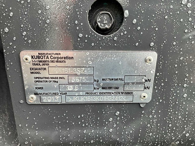 2013 kubota kx161-3 midigraafmachine - afbeelding 20 van  27