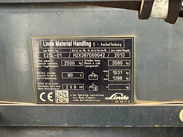 2013 linde e 25 vorkheftruck - afbeelding 15 van  22