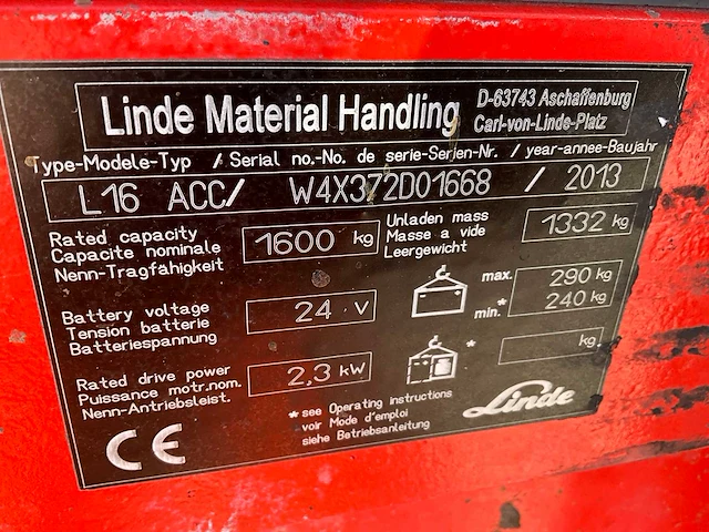 2013 linde l16 acc stapelaar - afbeelding 1 van  10