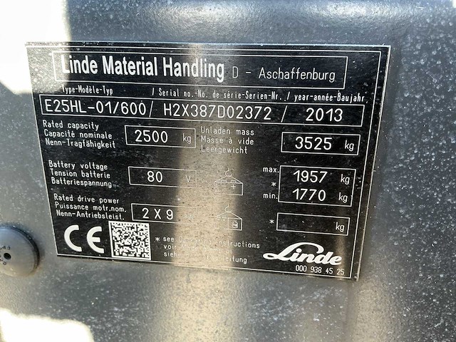 2013 linden e25hl vorkheftruck - afbeelding 3 van  11