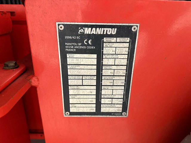 2013 manitou 150aetj zelfrijdende kniktelescoophoogwerker - afbeelding 3 van  8