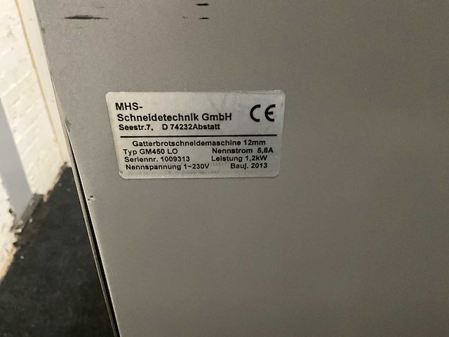 2013 mhs gm450 lo broodsnijmachine - afbeelding 6 van  8