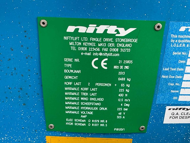 2013 nifty hr 21 de 2wd hoogwerker - afbeelding 31 van  37