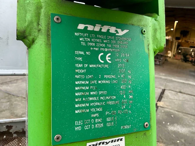 2013 nifty hr12 hoogwerker - afbeelding 10 van  24
